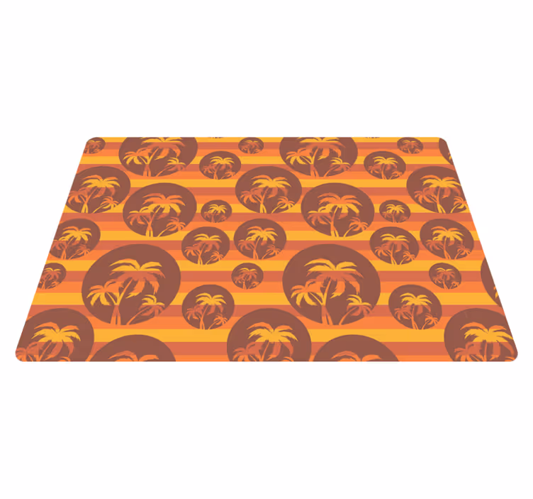 Geometric vinyl rug retro sunset and palms design - TenStickers
