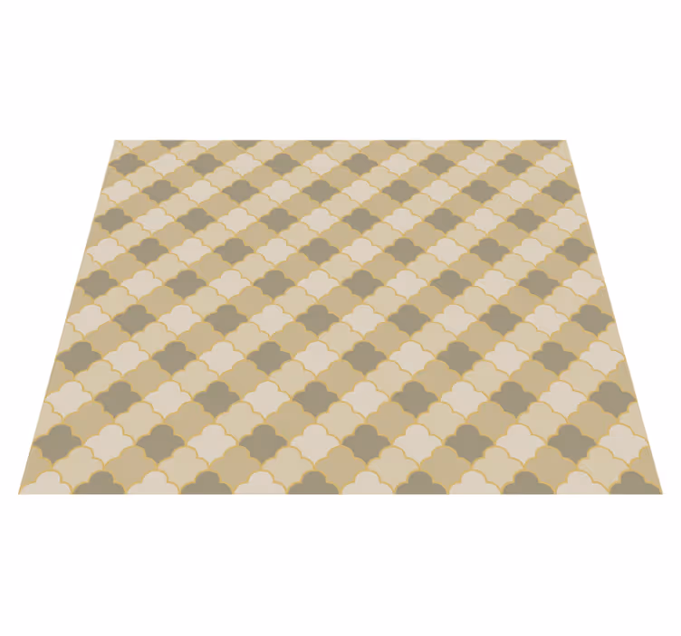 Geometric vinyl rug with beige art deco design - TenStickers
