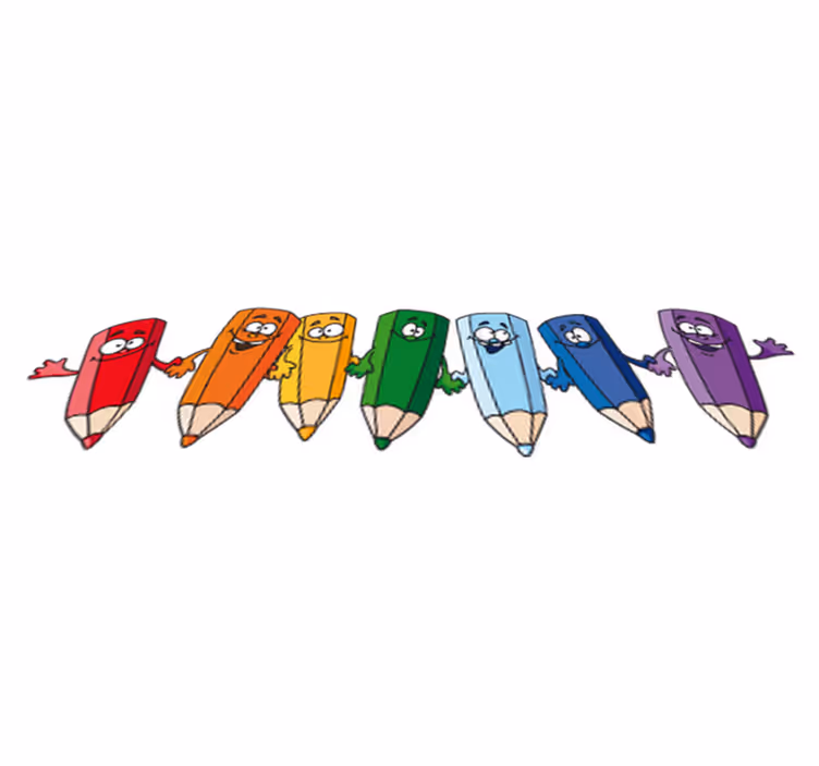 Kids vinyl rug with cheerful colorful pencils - TenStickers
