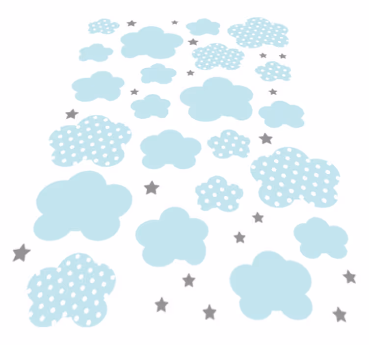 Kids vinyl rug with blue clouds and grey stars - TenStickers