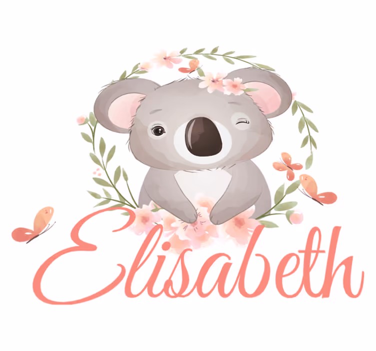 Kids vinyl rug featuring cute koala animals with name - TenStickers