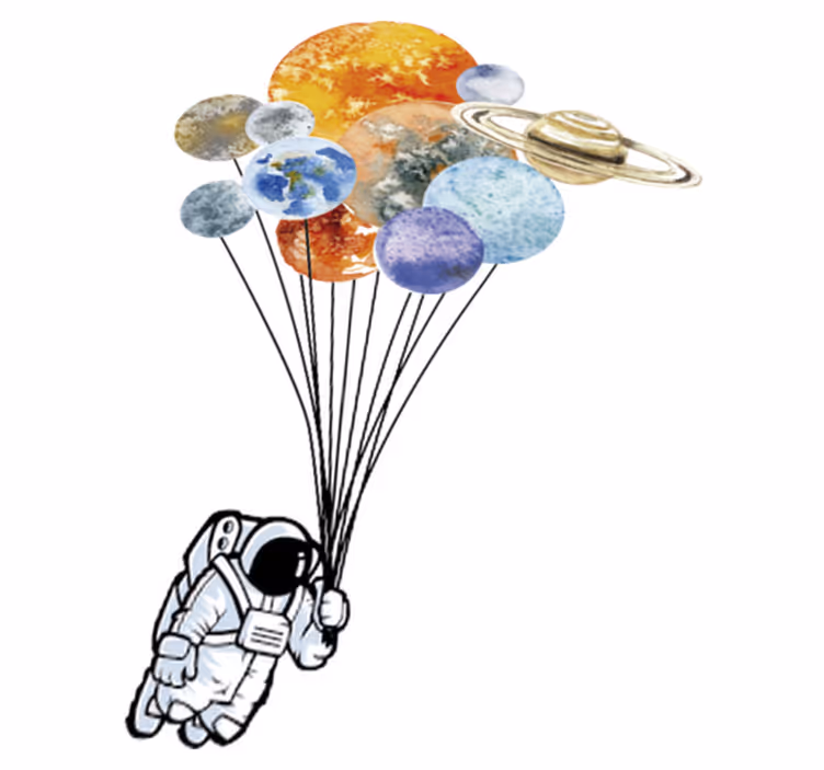 Kids vinyl rug astronaut with colorful balloons - TenStickers