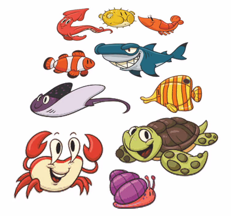 Kids vinyl rug colorful fish set - TenStickers
