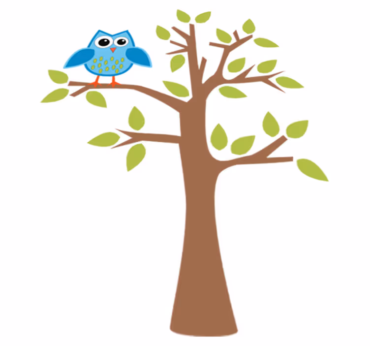 Kids vinyl rug with blue owl tree design - TenStickers