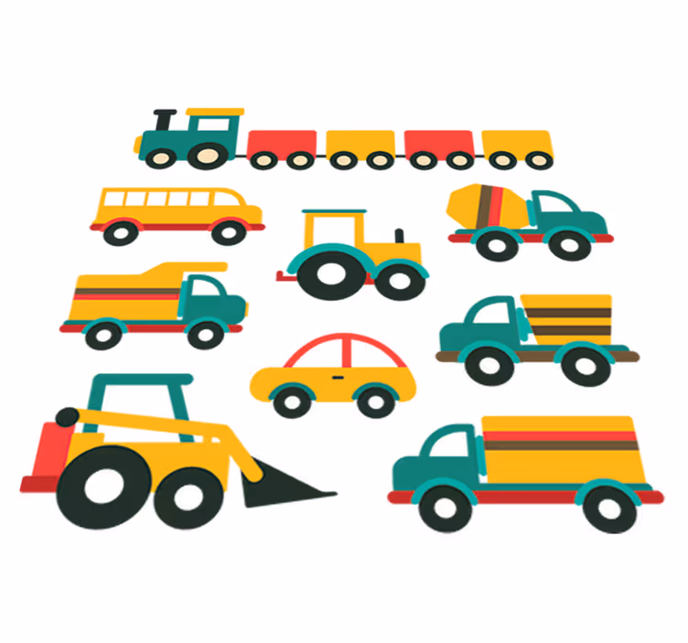 Kids vinyl rug with vibrant vehicles - TenStickers