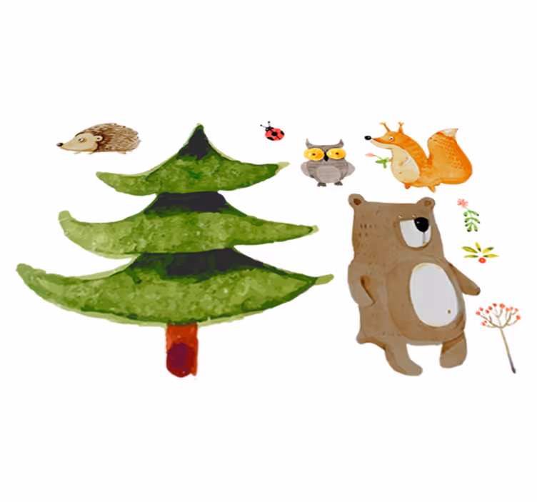 Kids vinyl rug with wild forest animals design - TenStickers