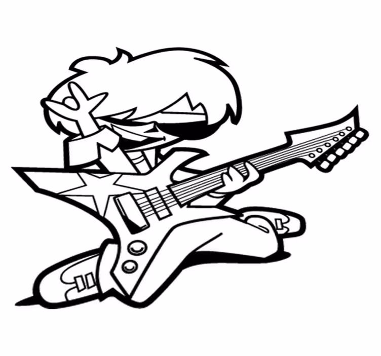 Kids vinyl rug teenage musician with guitar - TenStickers