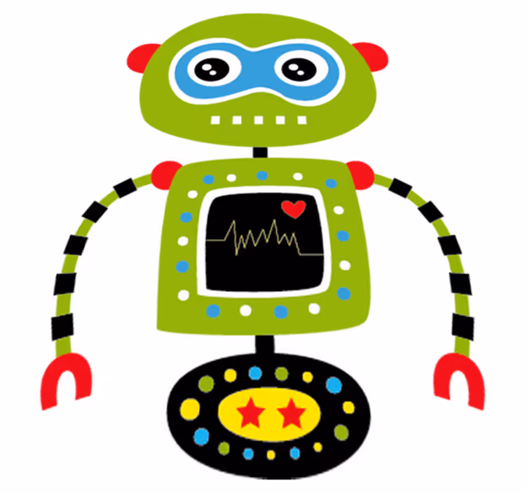 Kids vinyl rug green robot - TenStickers