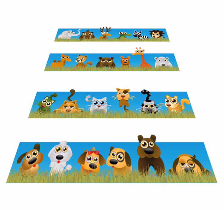 Kids vinyl rug stripes with animals design - TenStickers