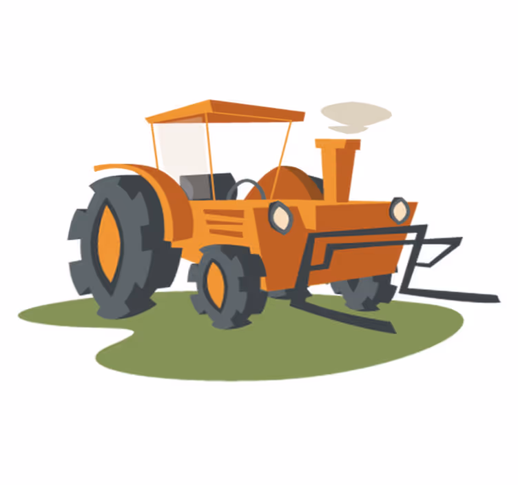 Kids vinyl rug with orange tractor design - TenStickers