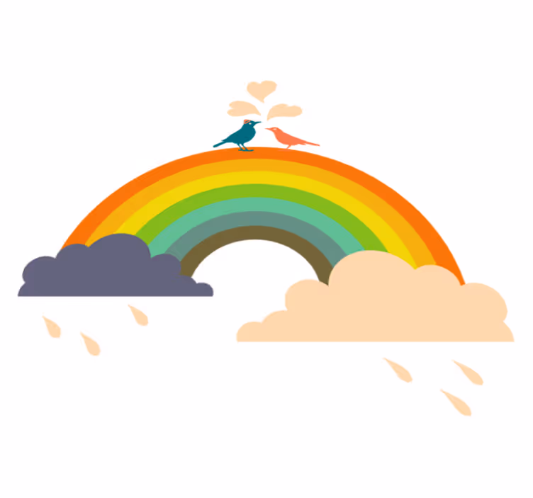 Kids vinyl rug with birds on a rainbow - TenStickers
