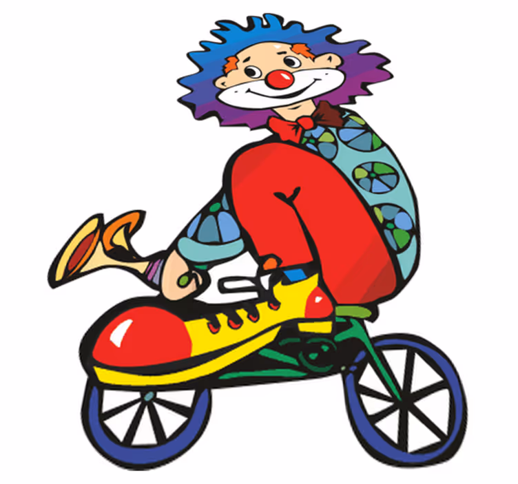 Kids vinyl rug clown on a bicycle - TenStickers