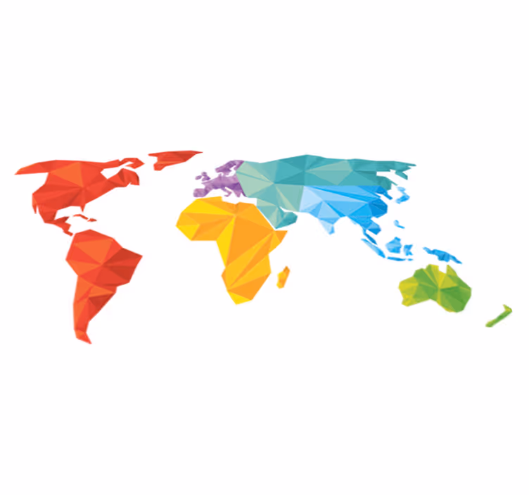 World map vinyl rug geometric world map vinyl wall - TenStickers