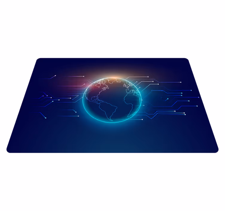 World map vinyl rug geometric telecom design - TenStickers