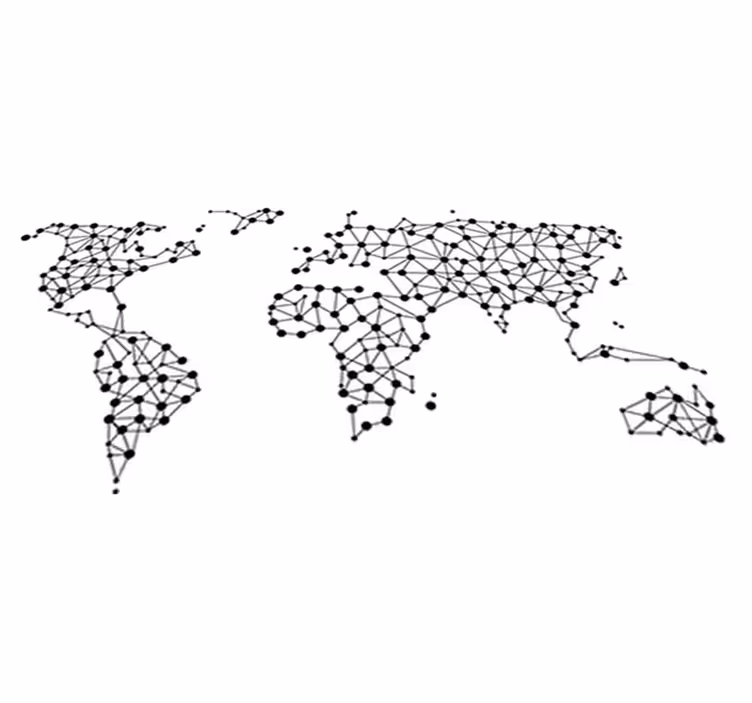 World map vinyl rug with connected points - TenStickers