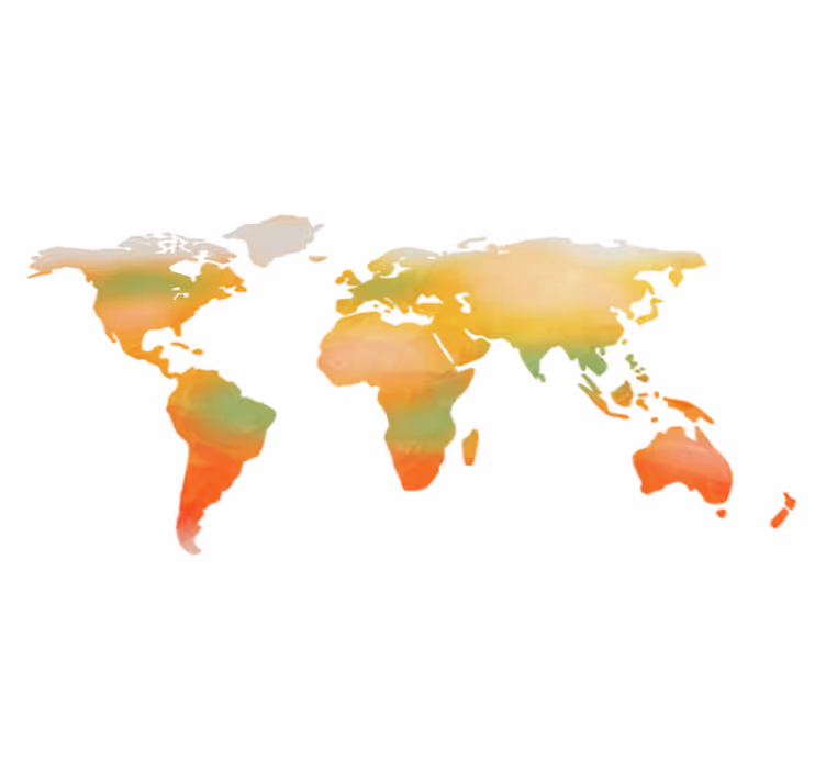 Warm colour shades world map vinyl rug - TenStickers