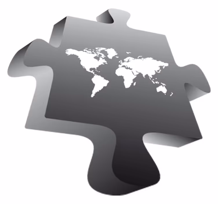 World map vinyl rug black puzzle piece - TenStickers
