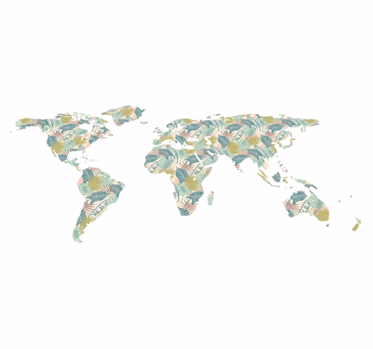 World map vinyl rug tropical map - TenStickers