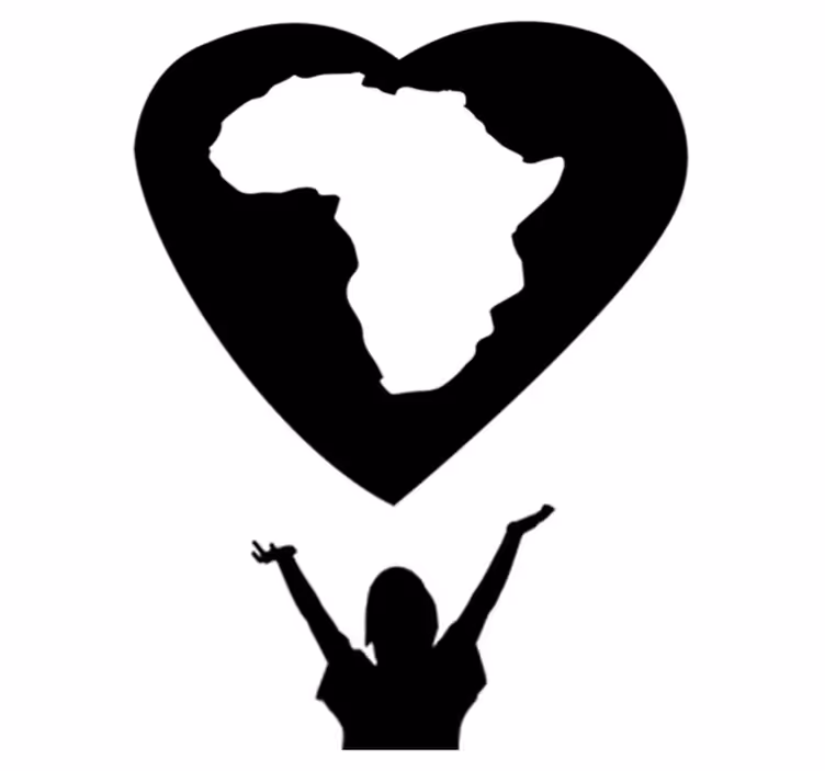 World map vinyl rug with heart of africa design - TenStickers