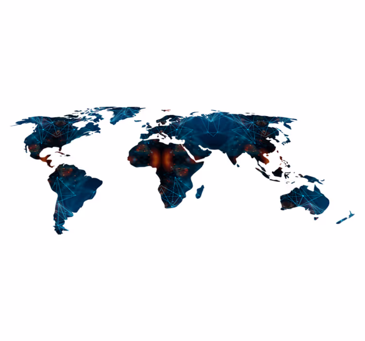 World map vinyl rug geometrical world map design - TenStickers