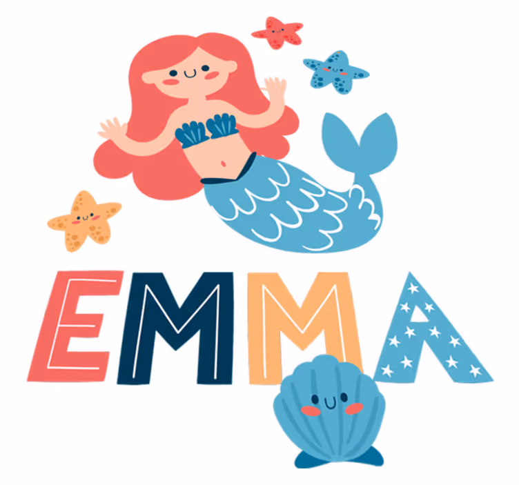 Kids vinyl rug colorful mermaid personalized - TenStickers