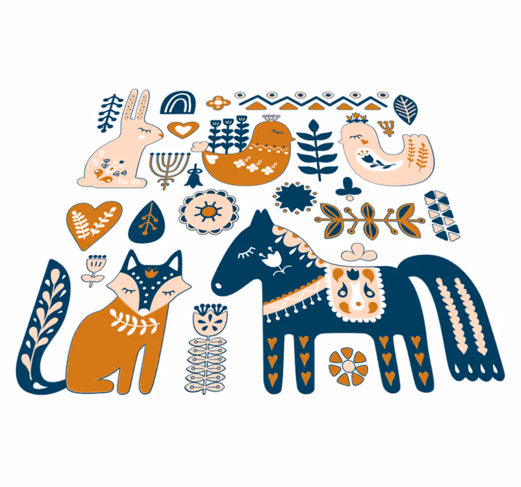 Kids vinyl rug forest animals nordic design - TenStickers