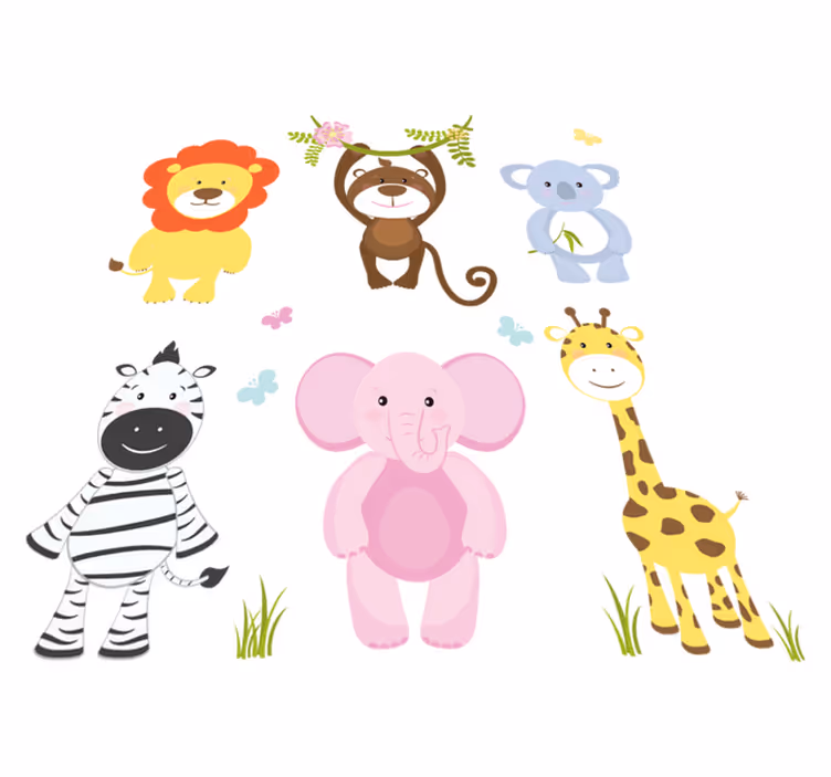 Kids vinyl rug featuring vibrant baby animals - TenStickers