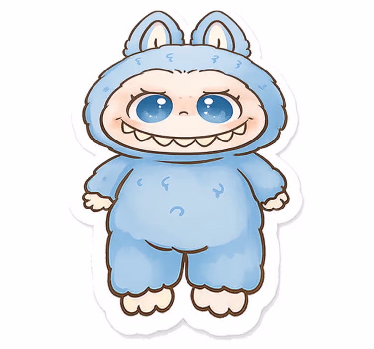 Kids vinyl rug blue monster doll - TenStickers
