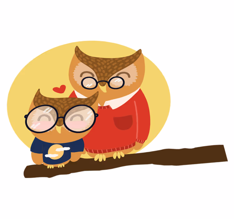 Kids vinyl rug son and father owl design - TenStickers