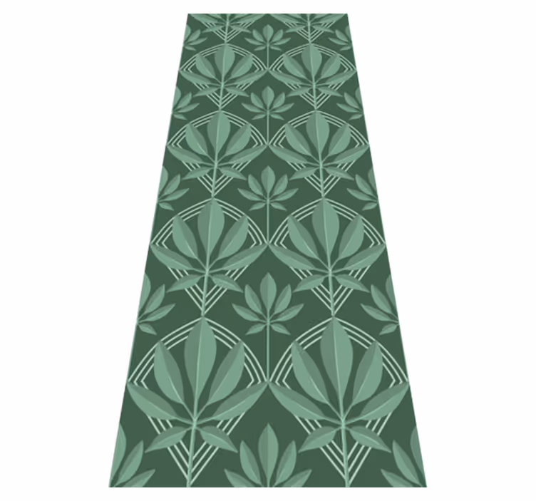 Bathroom vinyl rug in art deco bottle green leaves - TenStickers
