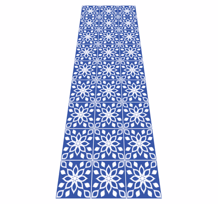 Bathroom vinyl rug in blue southern tile design - TenStickers