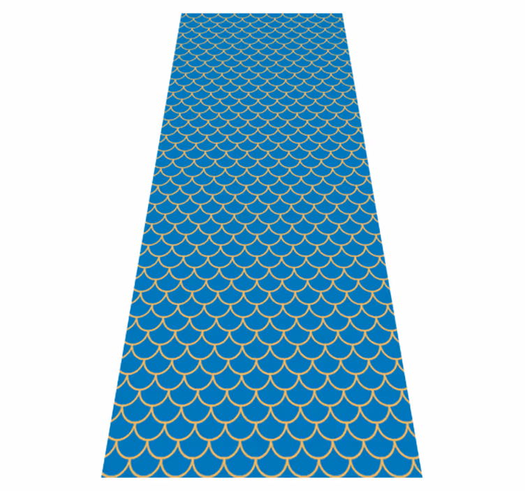Bathroom vinyl rug in blue fish scales pattern - TenStickers