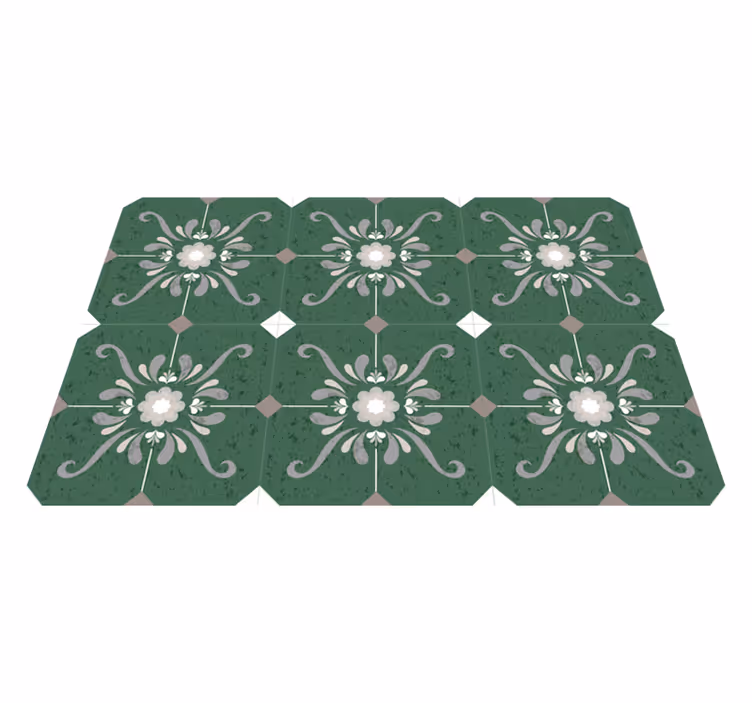Bathroom vinyl rug with vintage tile design - TenStickers