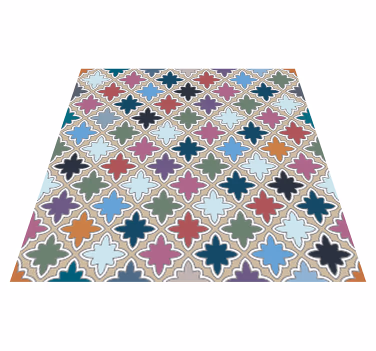 Colorful vintage irregular tile pattern bathroom vinyl rug - TenStickers