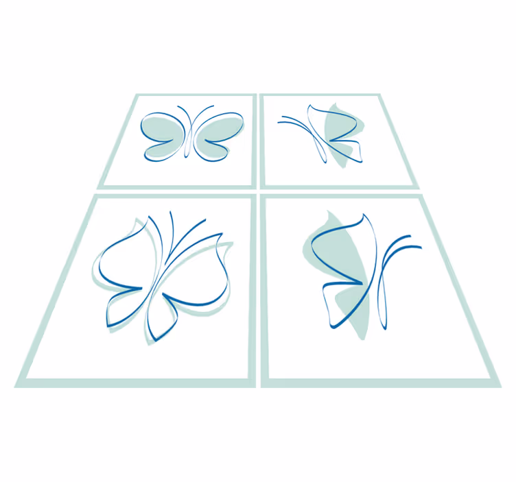 Bathroom vinyl rug with butterfly silhouette tiles - TenStickers