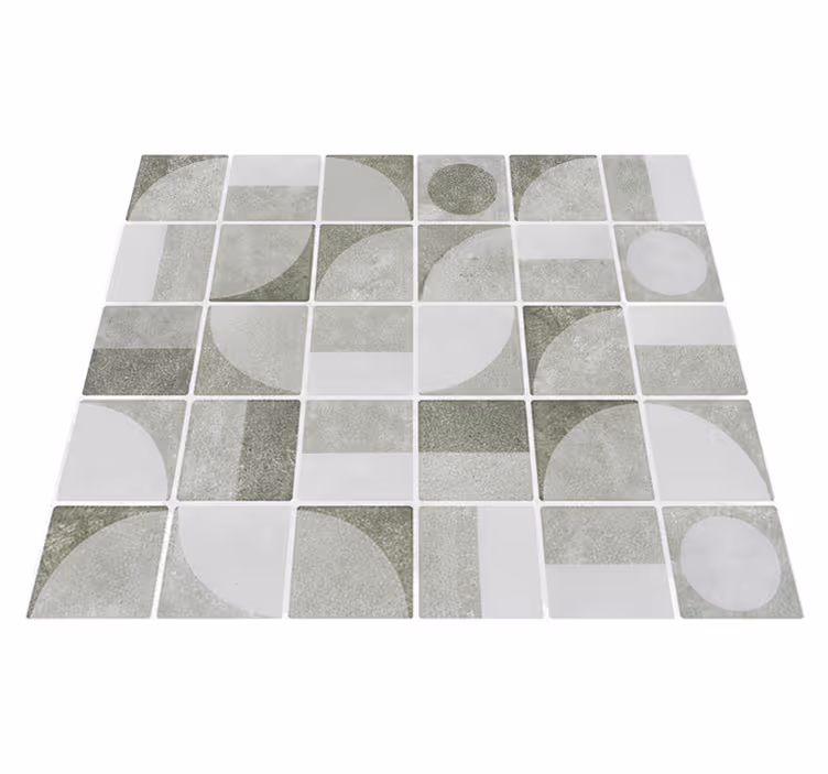 Bathroom vinyl rug with abstract grey shapes - TenStickers