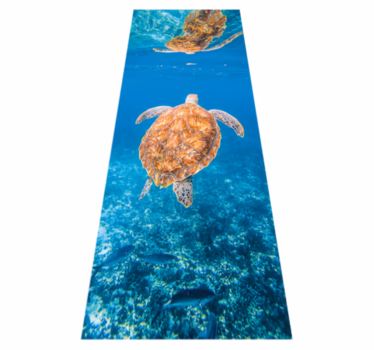 Bathroom vinyl rug with beautiful turtle underwater - TenStickers