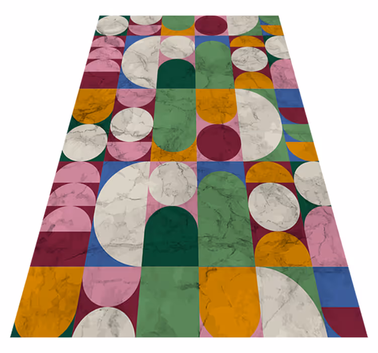 Bathroom vinyl rug with geometric textured patterns - TenStickers