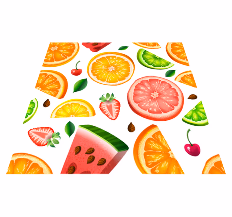Kitchen vinyl rug with fruit border design - TenStickers