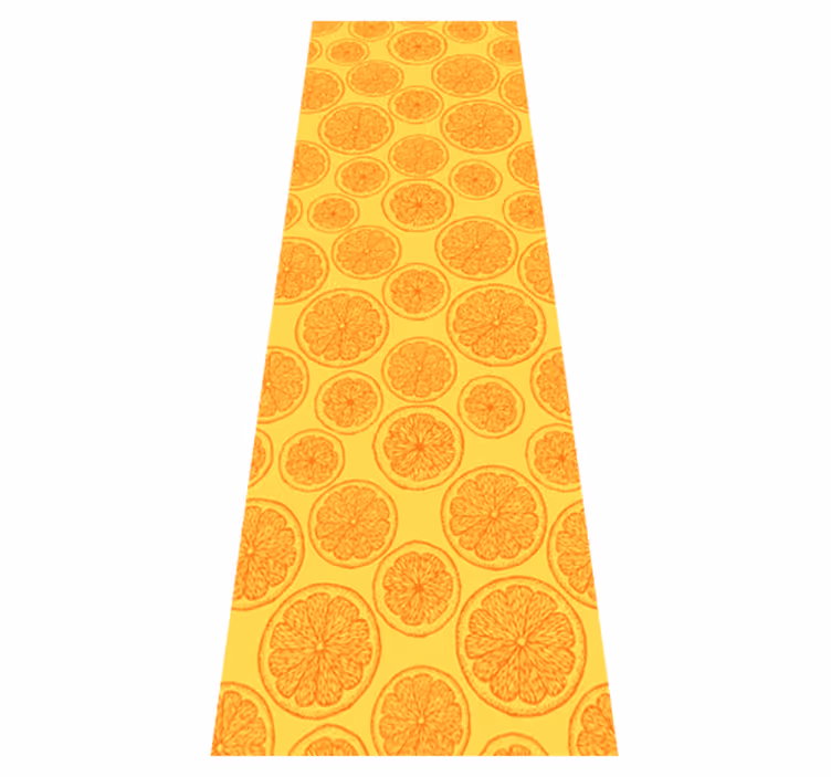 Kitchen vinyl rug with orange hand-drawn fridge pattern - TenStickers