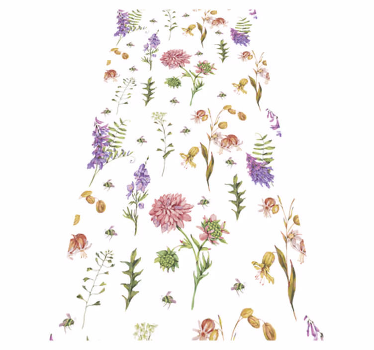 Kitchen vinyl rug with multicolor minimal wildflowers - TenStickers