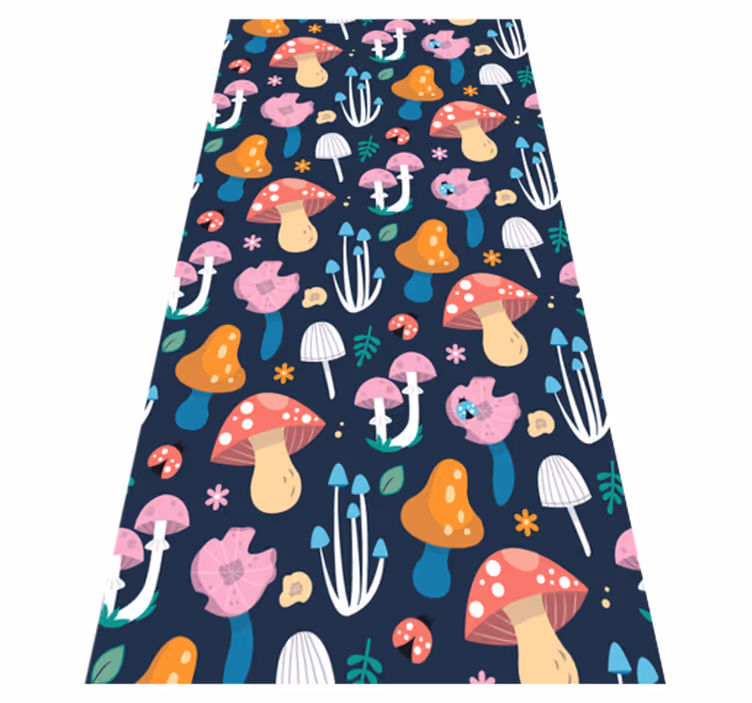 Kitchen vinyl rug with mushroom and ladybugs pattern - TenStickers