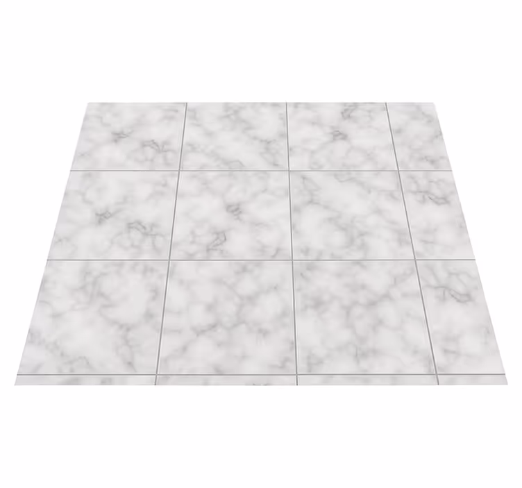Kitchen vinyl rug square white marble tile - TenStickers