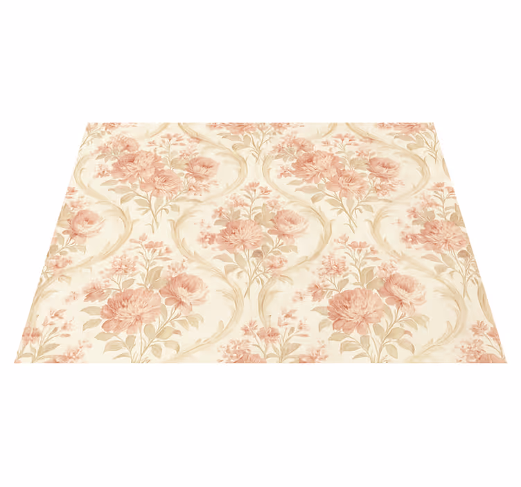 Bedroom vinyl rug with vintage light washed flowers - TenStickers