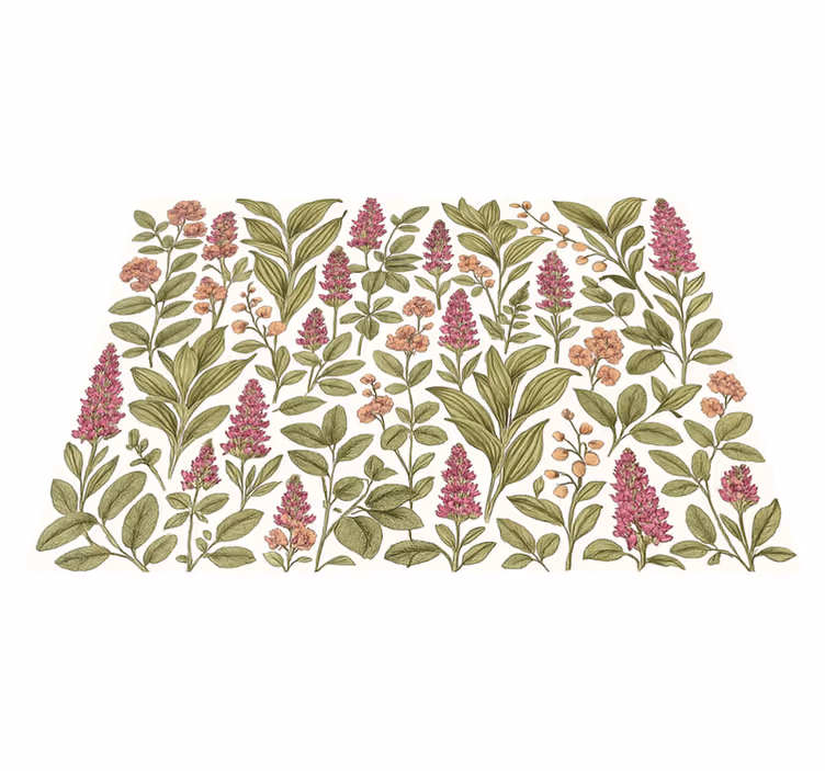 Colorful botanical pattern bedroom vinyl rug - TenStickers