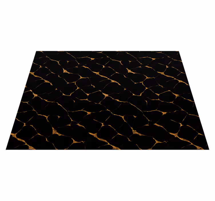 Black marble with gold cracks bedroom vinyl rug - TenStickers