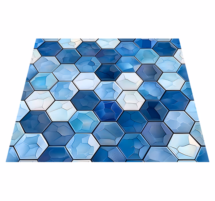 Office vinyl rug in blue tile design - TenStickers