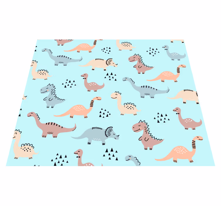 Bedroom vinyl rug with blue background and dinosaurus - TenStickers