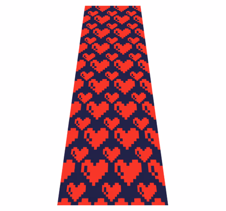 Bedroom vinyl rug with a pattern of red hearts on blue - TenStickers