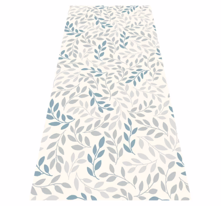 Bedroom vinyl rug with blue ombre leaf design - TenStickers